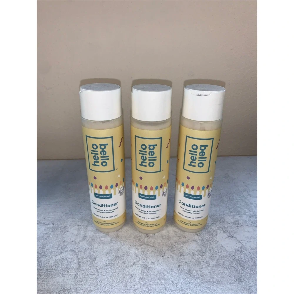 Hello Bello 10oz Conditioner 3pk Birthday Bash Yellow Plant Based Ultra Mild